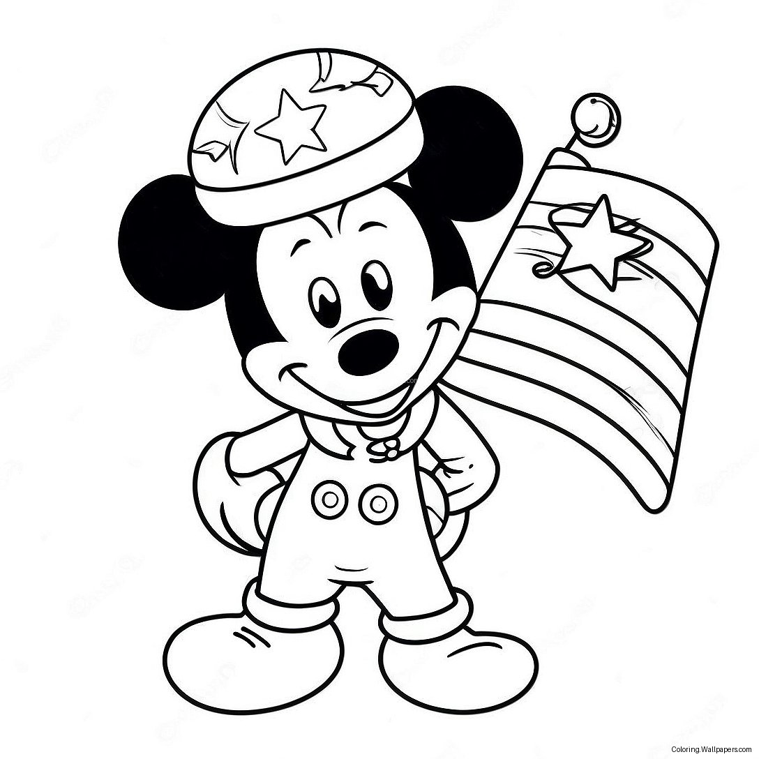 Pagini De Colorat Cu Mickey Mouse În Costum Patriotic 32991