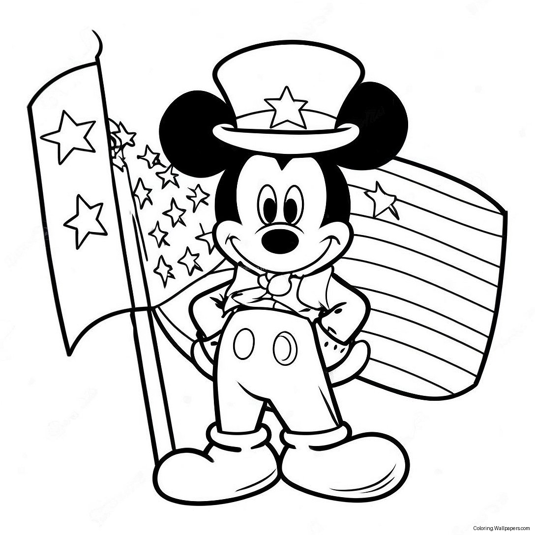 Mickey Mouse Im Patriotischen Outfit Ausmalbild 32992