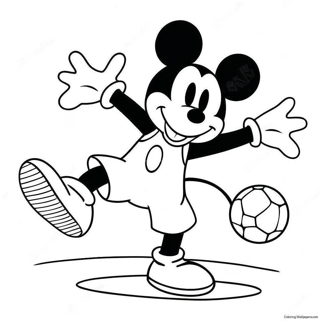 Mickey Mouse Playing Soccer Coloring Page 39774