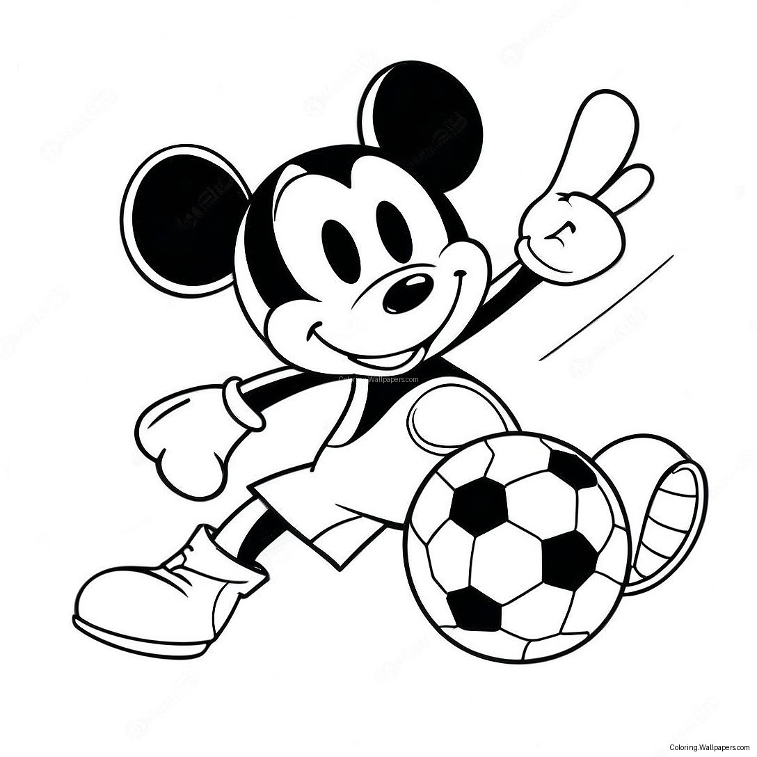 Mickey Mouse Die Voetbal Speelt Kleurplaat 39776