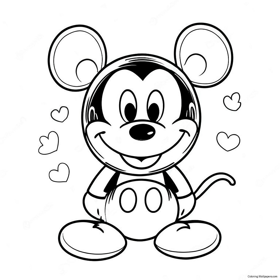 Mickey Mouse Valentine's Day Coloring Page 10757