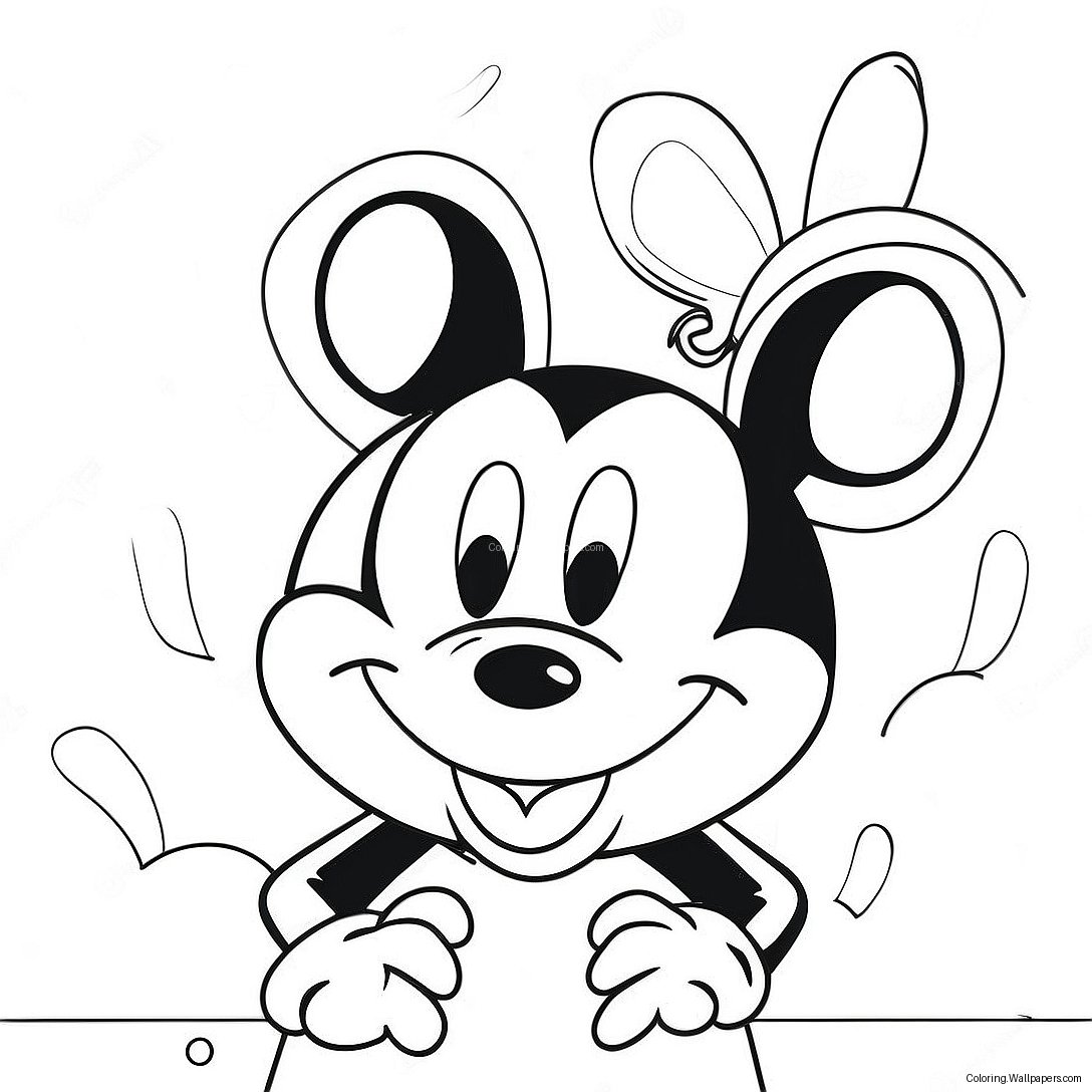 Página Para Colorear De Mickey Mouse Con Globos Coloridos 10635