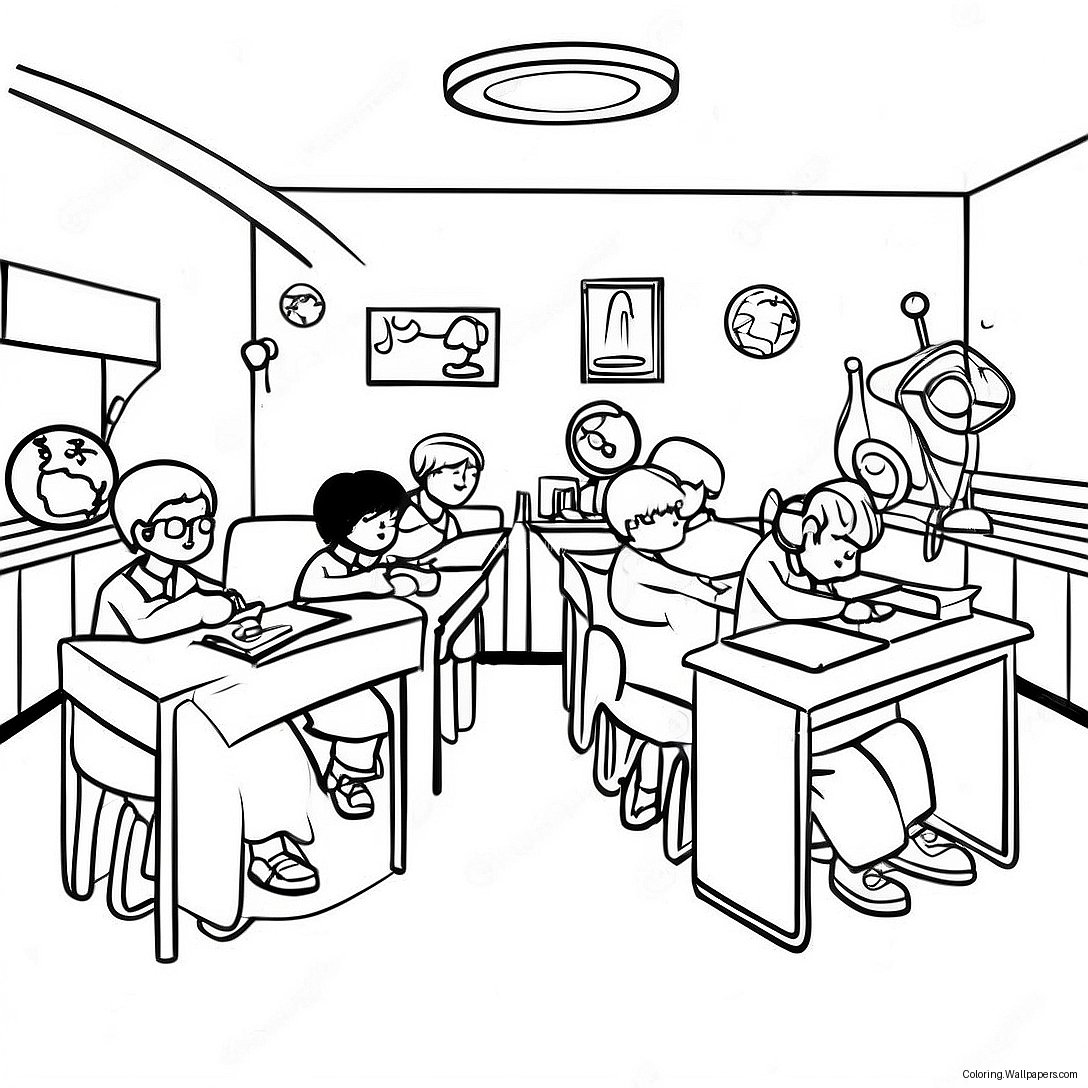 Middle School Science Classroom Coloring Page 3910