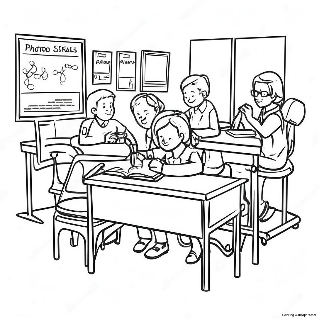 Middle School Science Classroom Coloring Page 3911