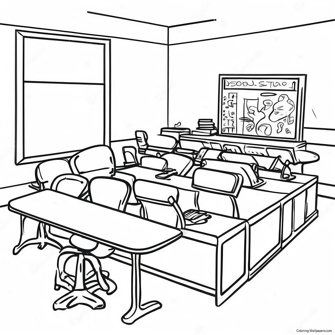 Middle School Science Classroom Coloring Page 3912