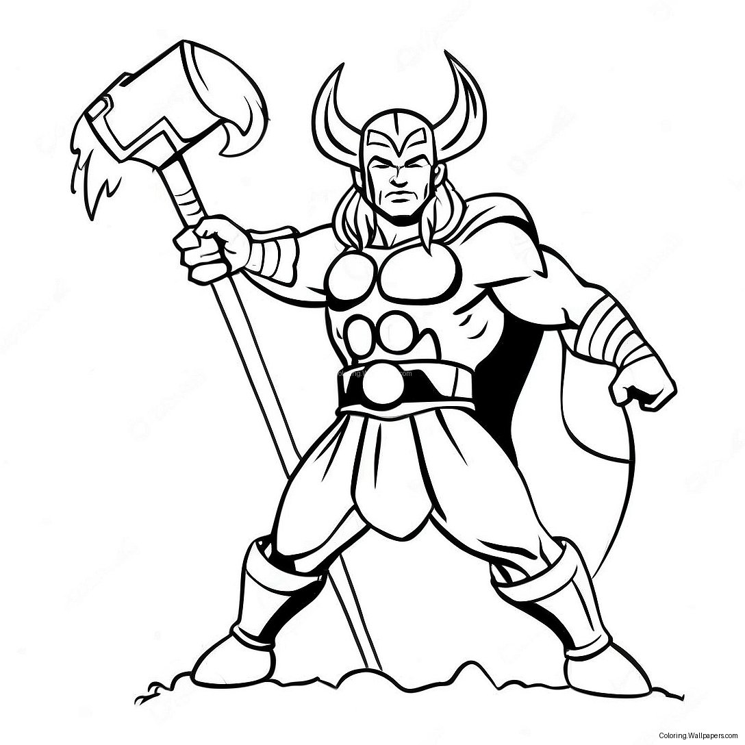 Mighty Thor With Stormbreaker Coloring Page 51909