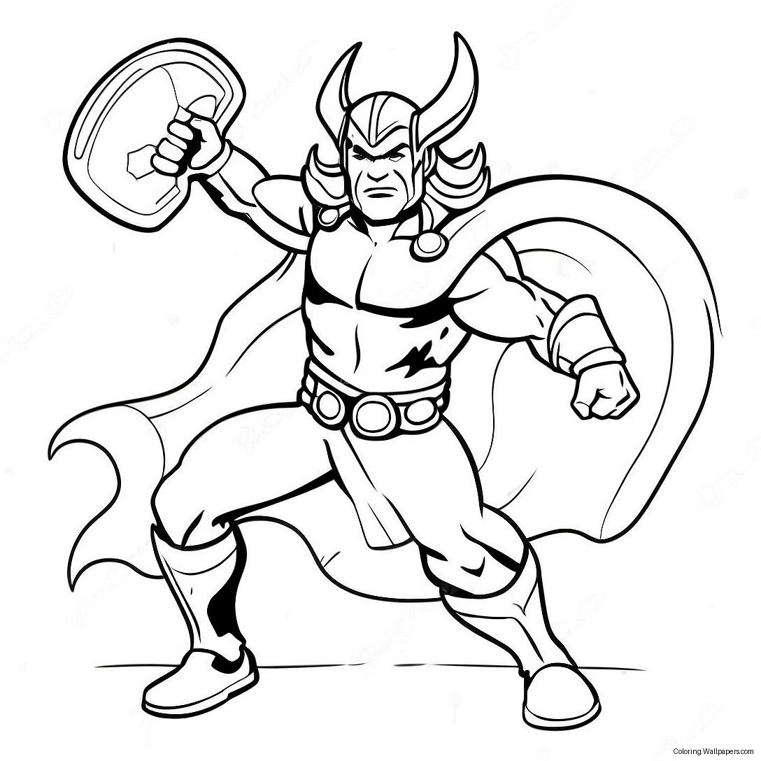 Mighty Thor With Stormbreaker Coloring Page 51910