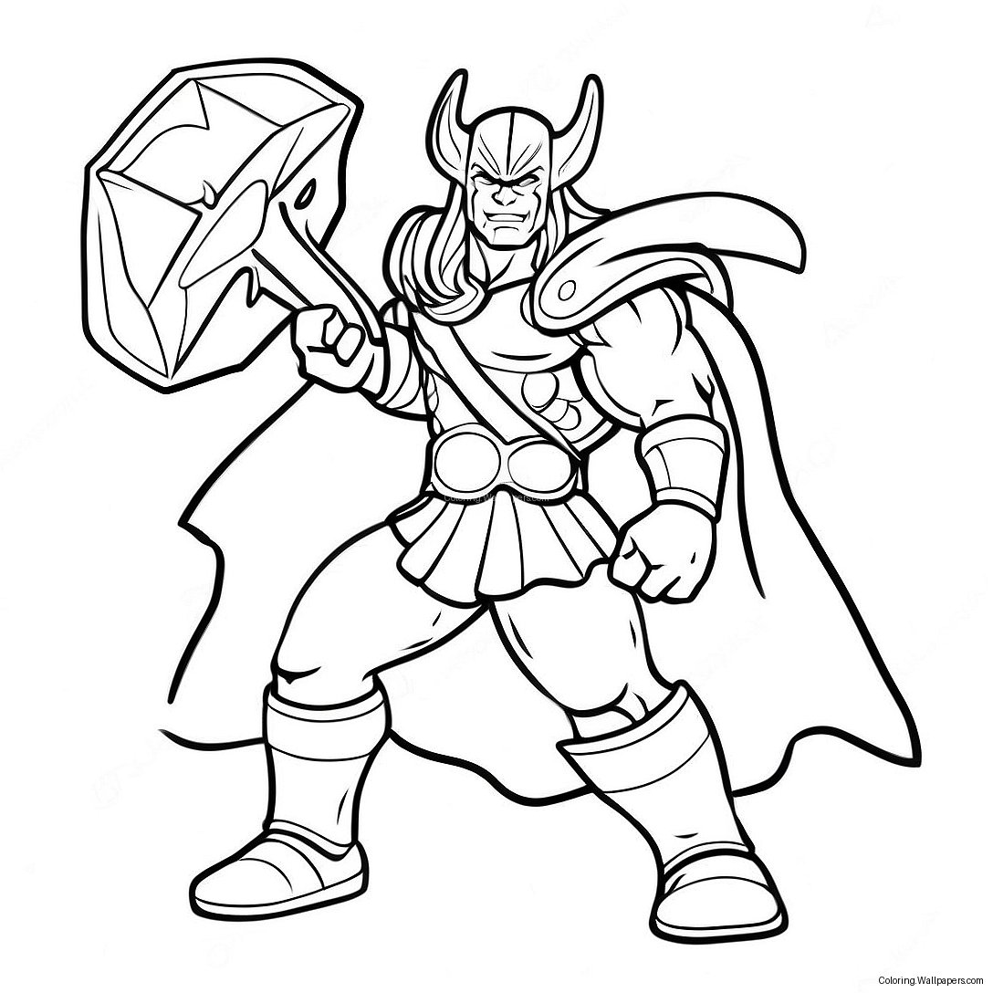 Mighty Thor With Stormbreaker Coloring Page 51911