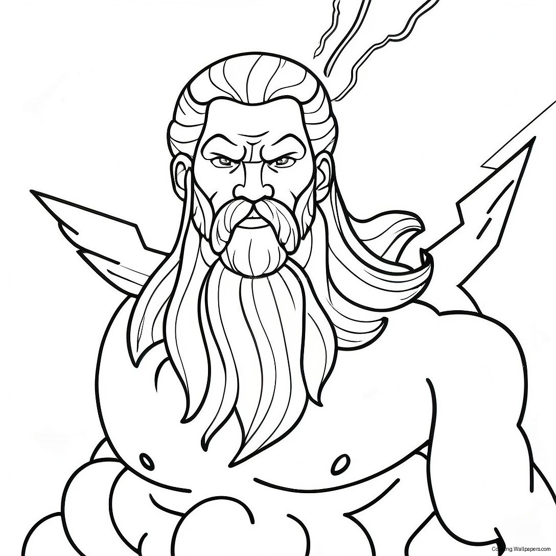 Mighty Zeus With Lightning Bolt Coloring Page 35372