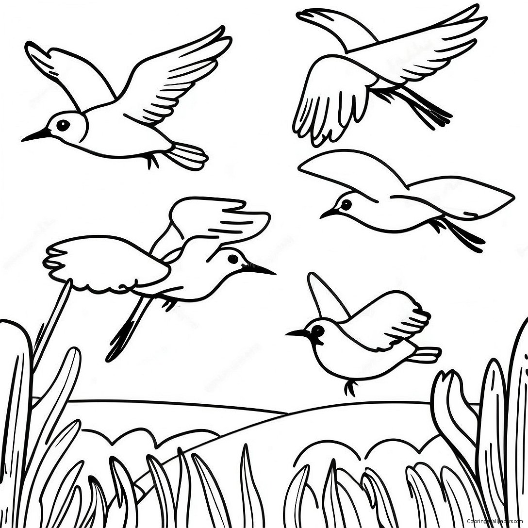 Page À Colorier D'oiseaux Migrateurs Volant 12754