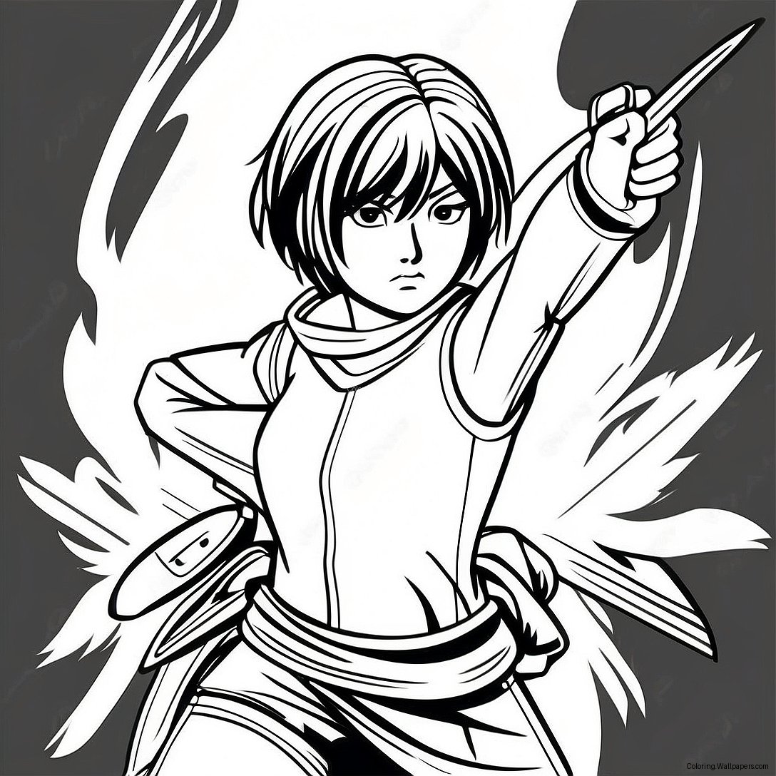 Mikasa In Battle Stance Coloring Page 58075