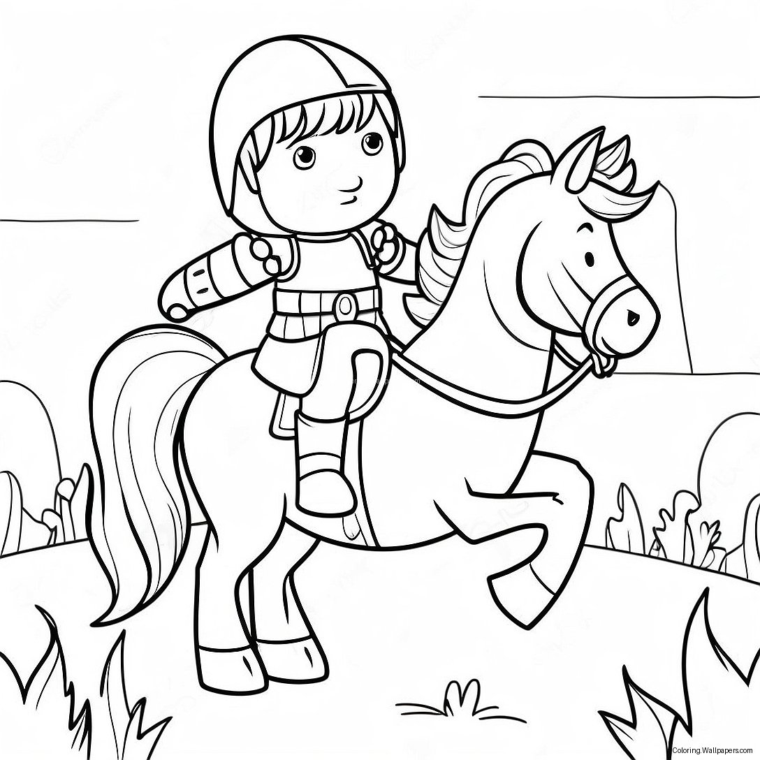 Mike The Knight Riding A Horse Coloring Page 55712