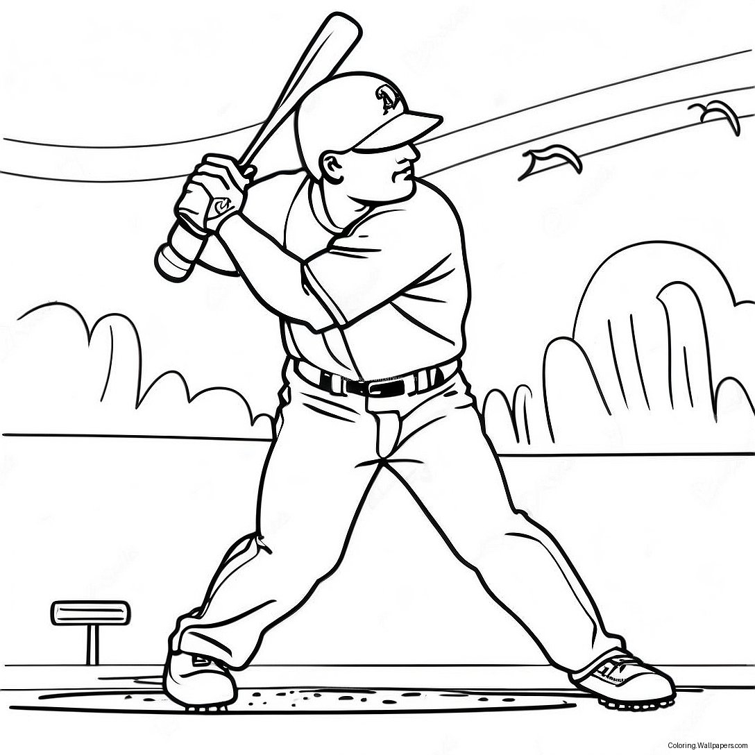 Página Para Colorear De Mike Trout Bateando 20376