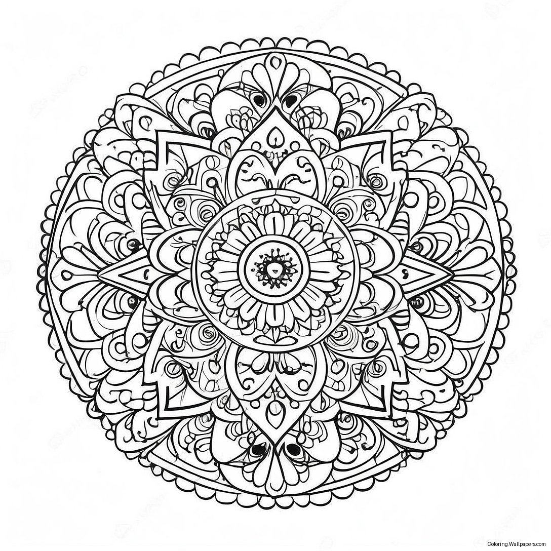 Mielenrauhoittava Mandala Värityskuva 1035