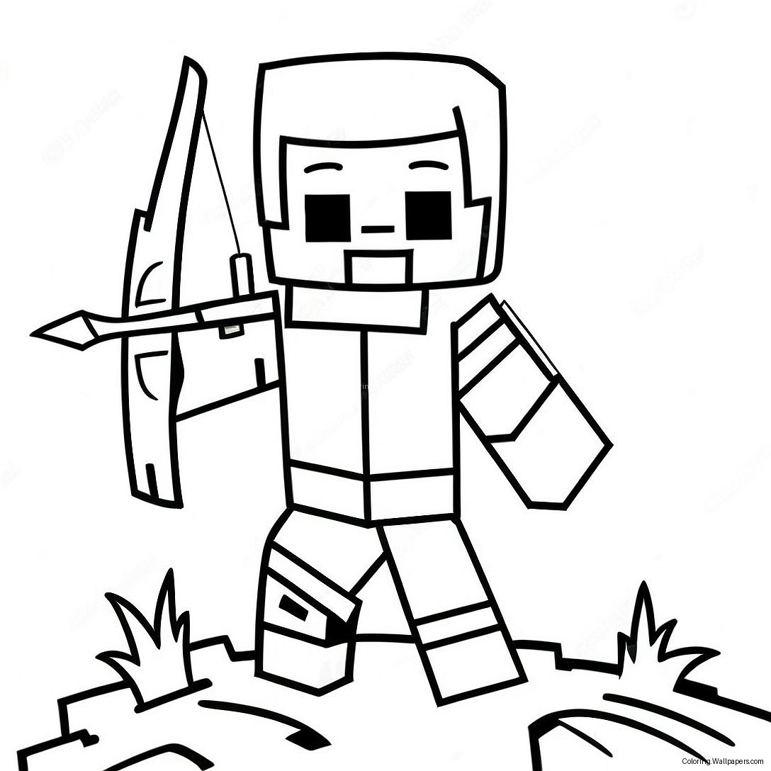 หน้าระบายสีตัวละครนักธนูใน Minecraft 57814