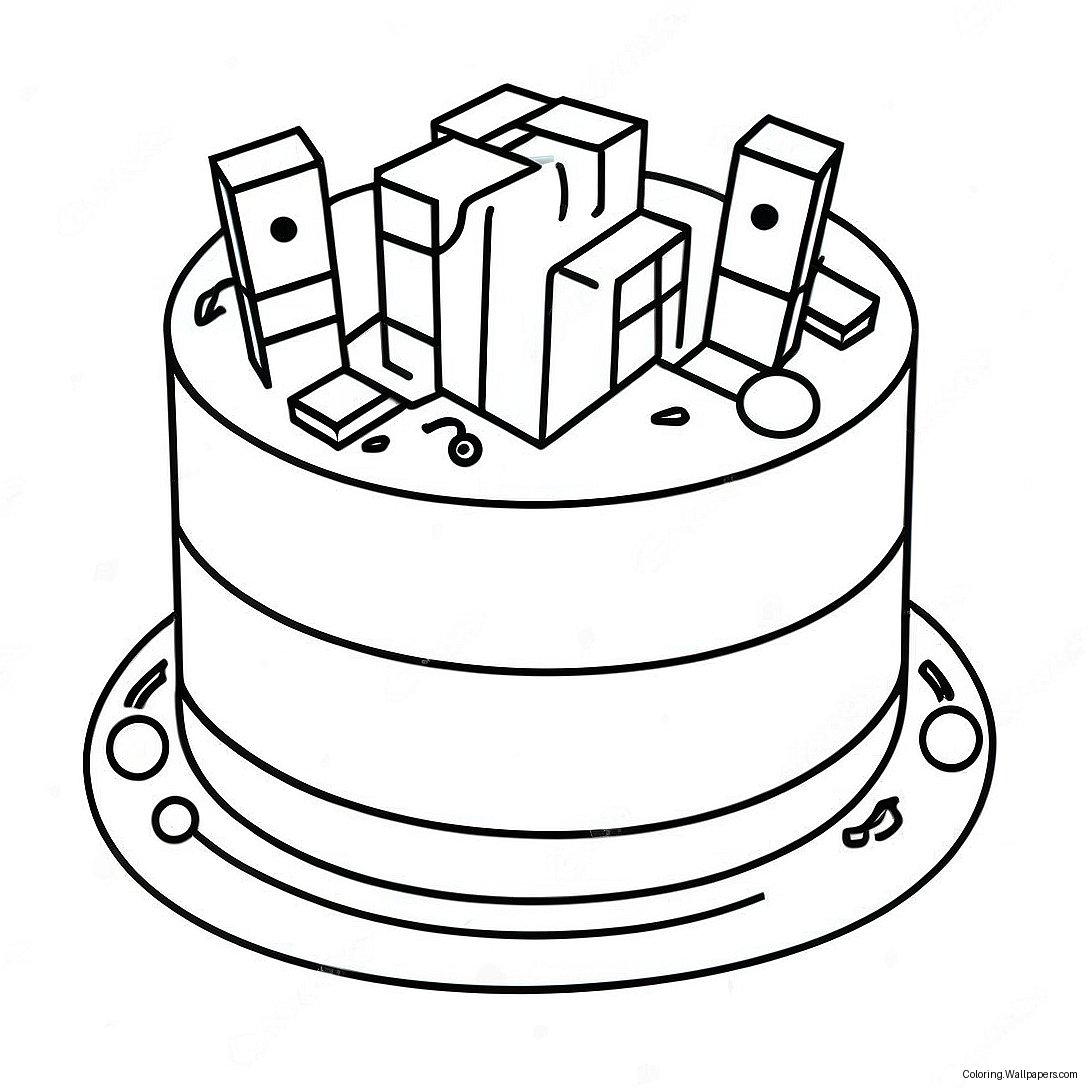 Page À Colorier D'un Gâteau D'anniversaire Minecraft 33903