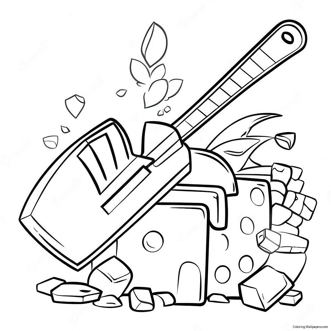 Minecraft Diamond Shovel Coloring Page 54051