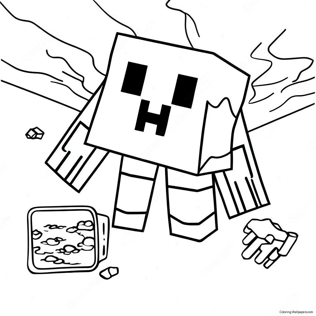 Minecraft Ghast Leijumassa Taivaalla Värityssivu 47473