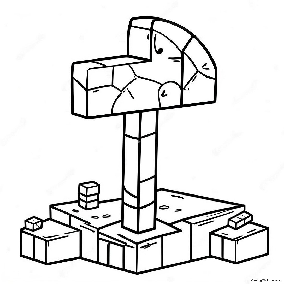 Minecraft Pickaxe Coloring Page 28136