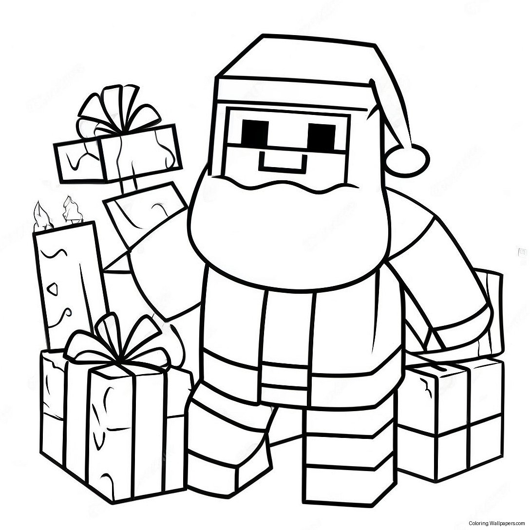 Minecraft Santa Claus Coloring Page 39321