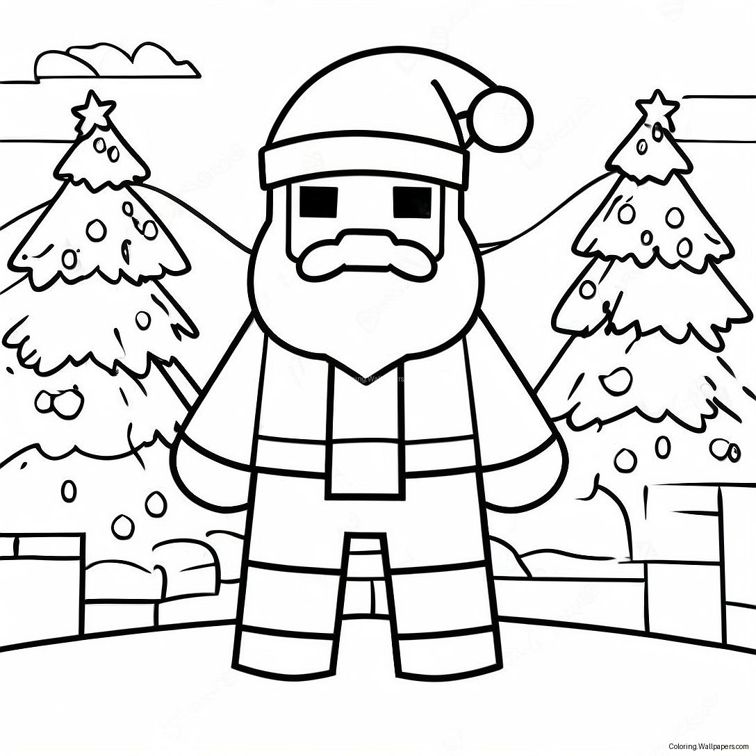 Minecraft Santa Claus Coloring Page 39322