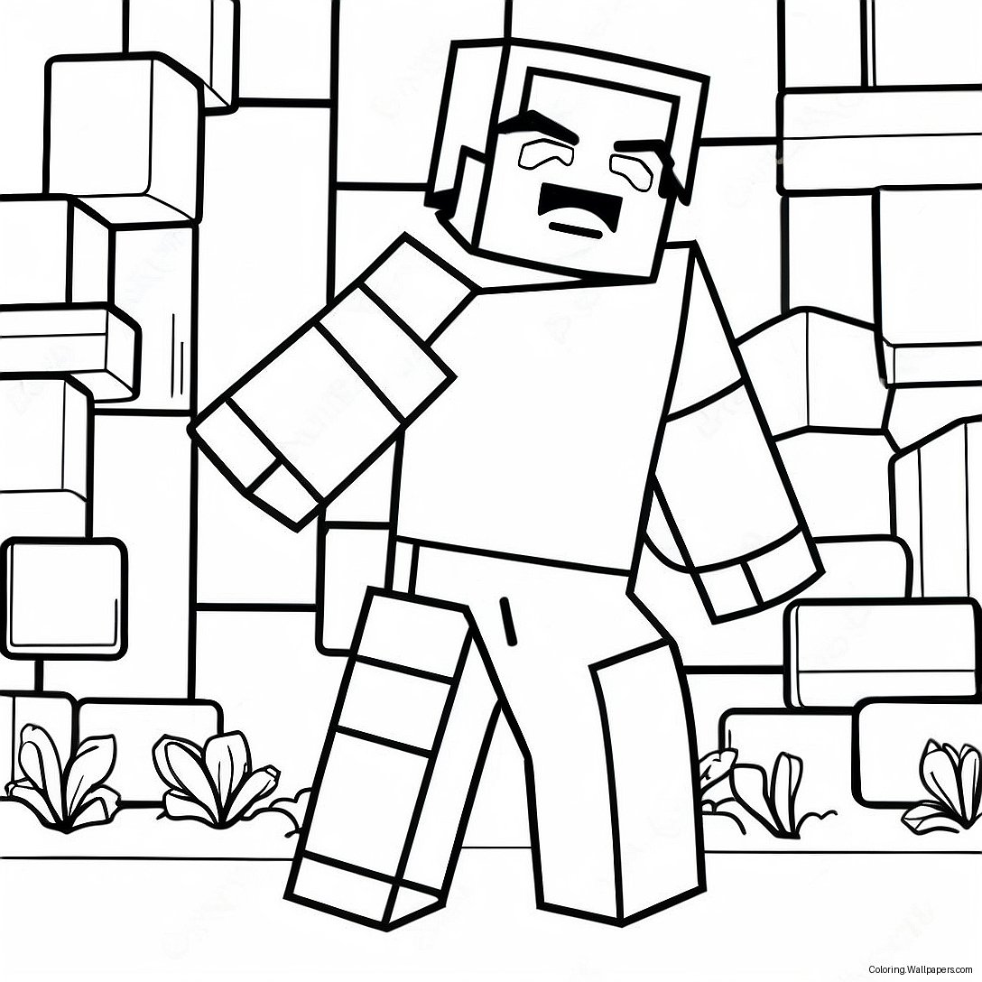 Minecraft Steve Ausmalbild 19443