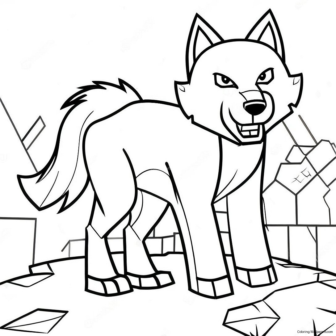 Minecraft Wolf Coloring Page 49067