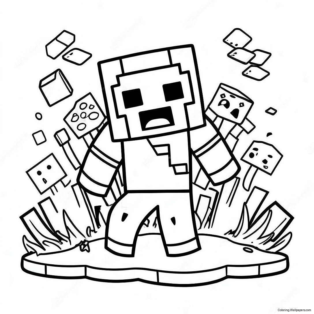 Página Para Colorir Do Zumbi Do Minecraft 21638