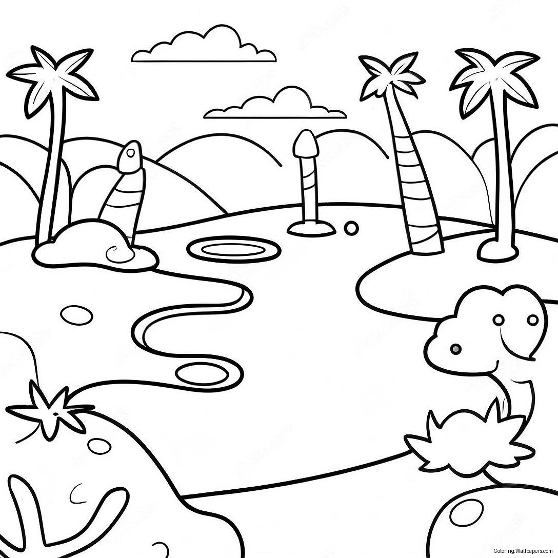 Mini Golf Course Coloring Page 45368