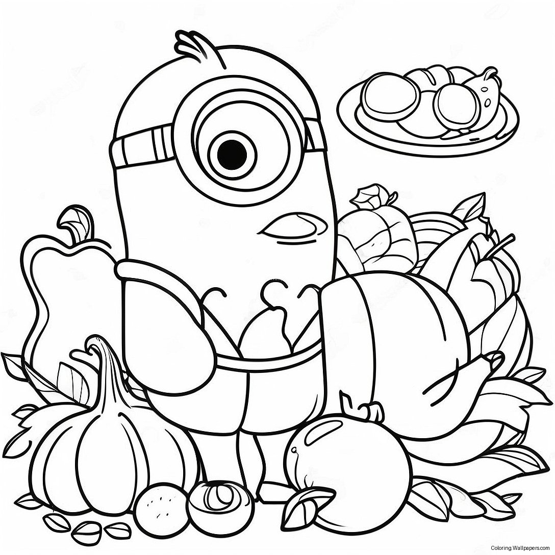 Minion Thanksgiving Feast Coloring Page 38367