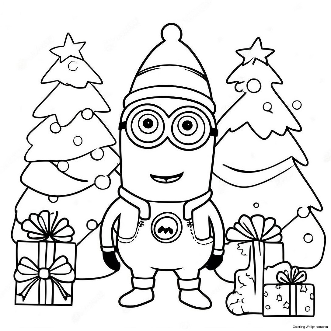 Minions Christmas Coloring Page 23214