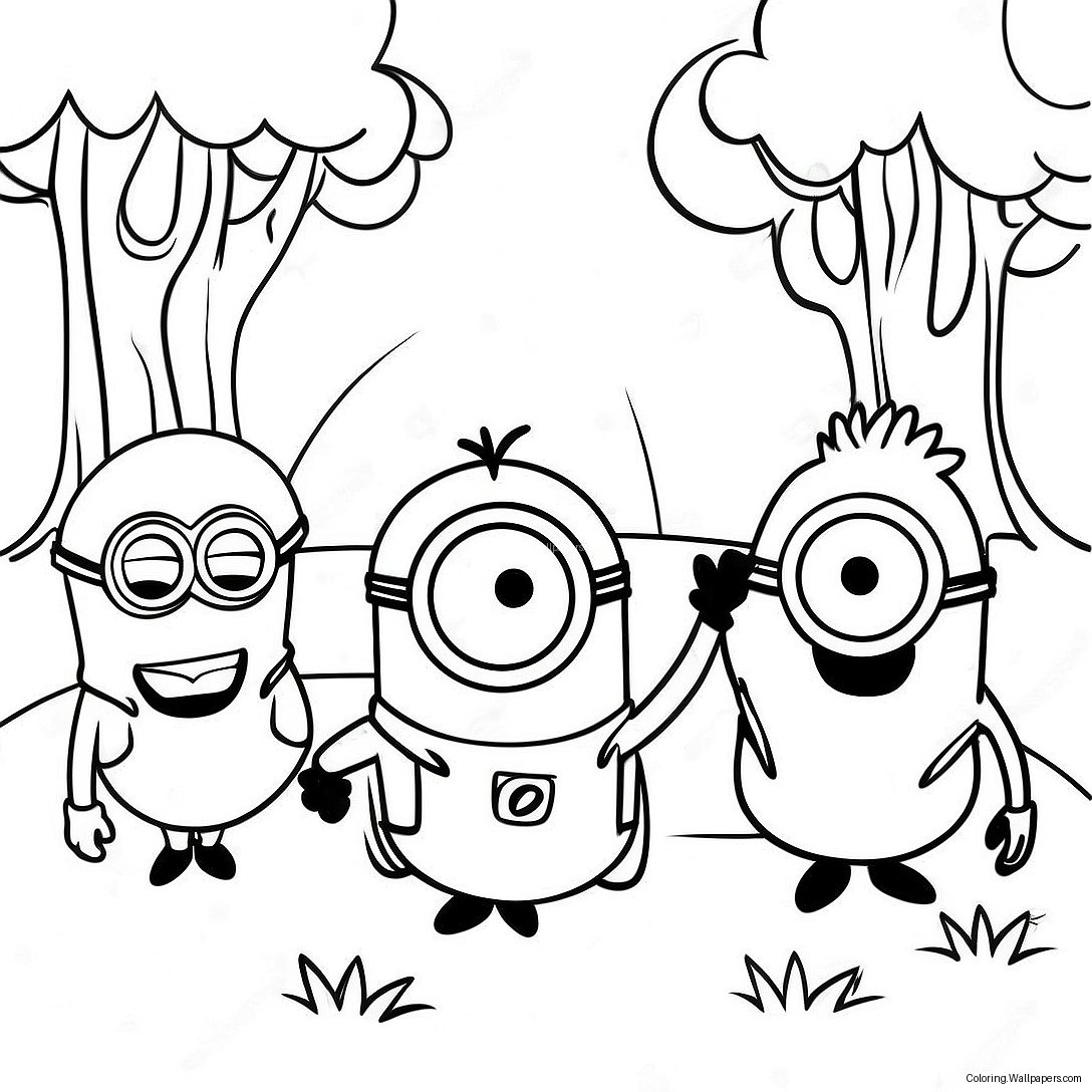 Minions Playing In The Park Coloring Page 22841