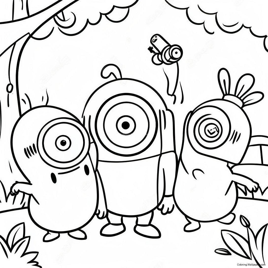 Minions Playing In The Park Coloring Page 22843