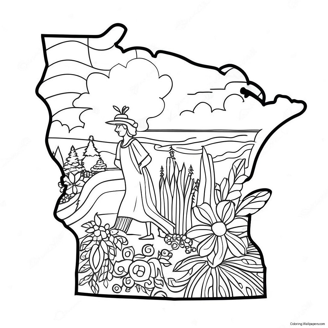 Minnesota State Outline Coloring Page 14516