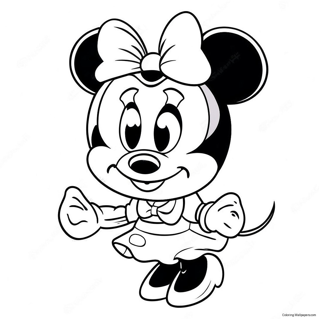 Minnie Mouse With Colorful Bow Coloring Page 56524