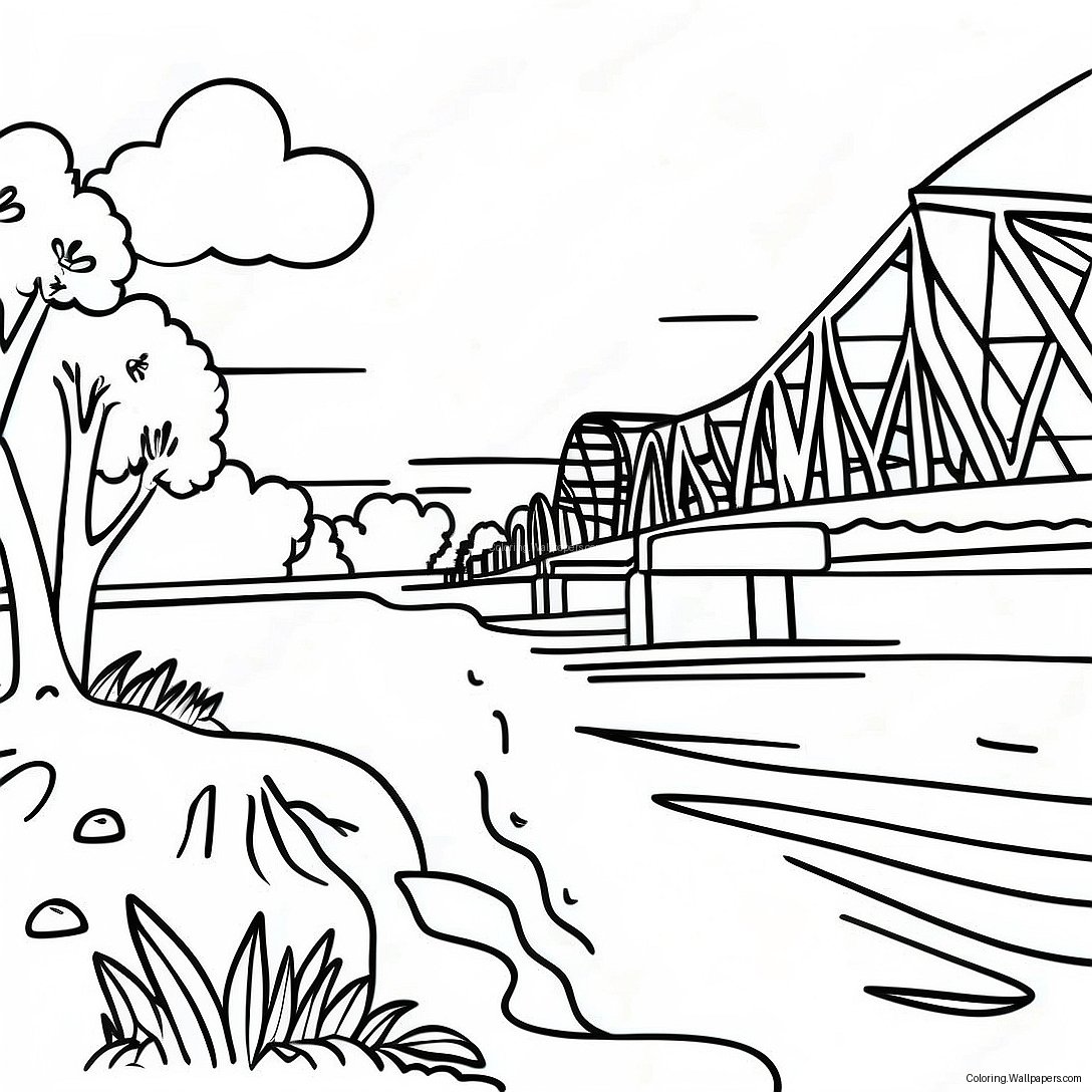 Mississippi River Scenic Coloring Page 31667