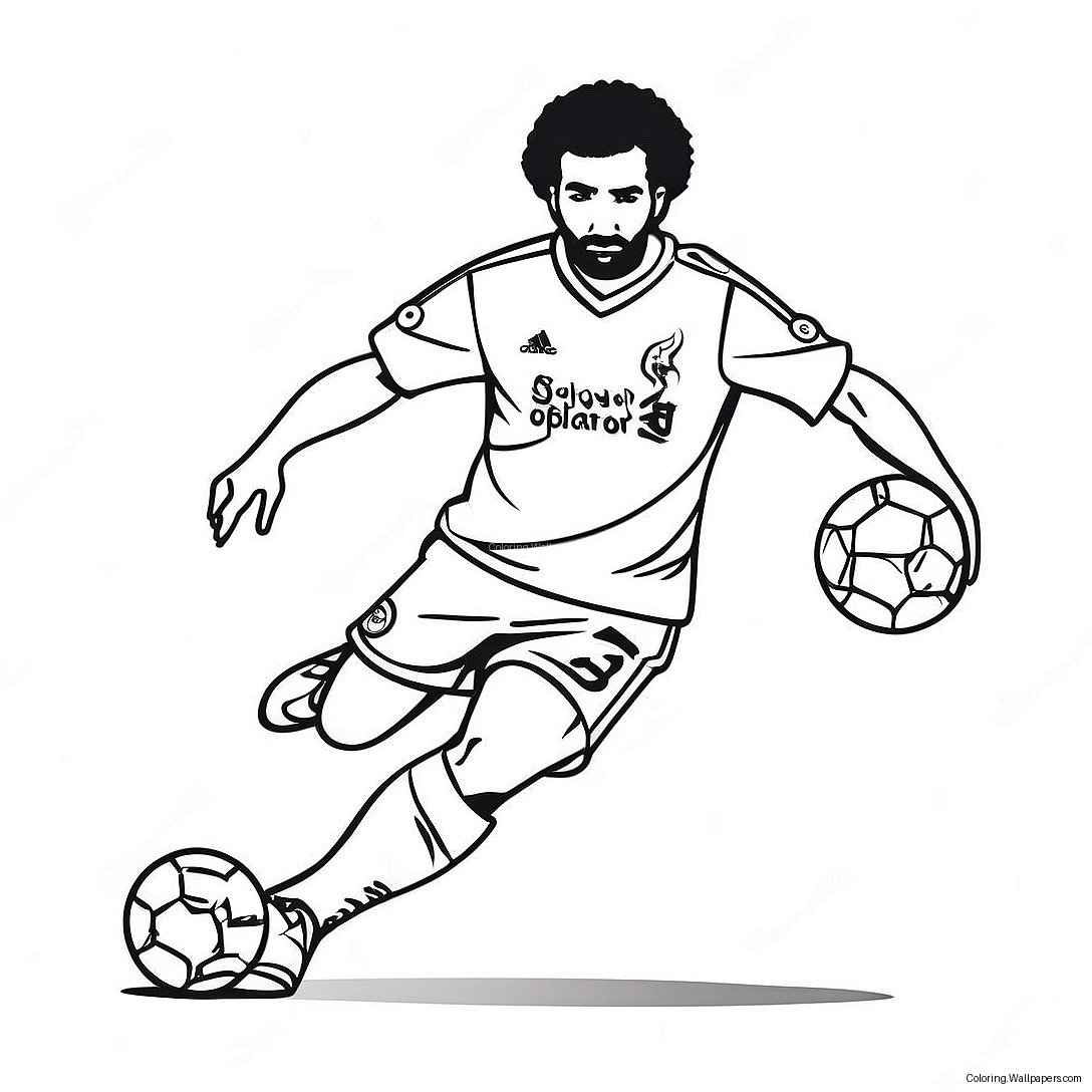 Mo Salah Dribbling The Ball Coloring Page 58848