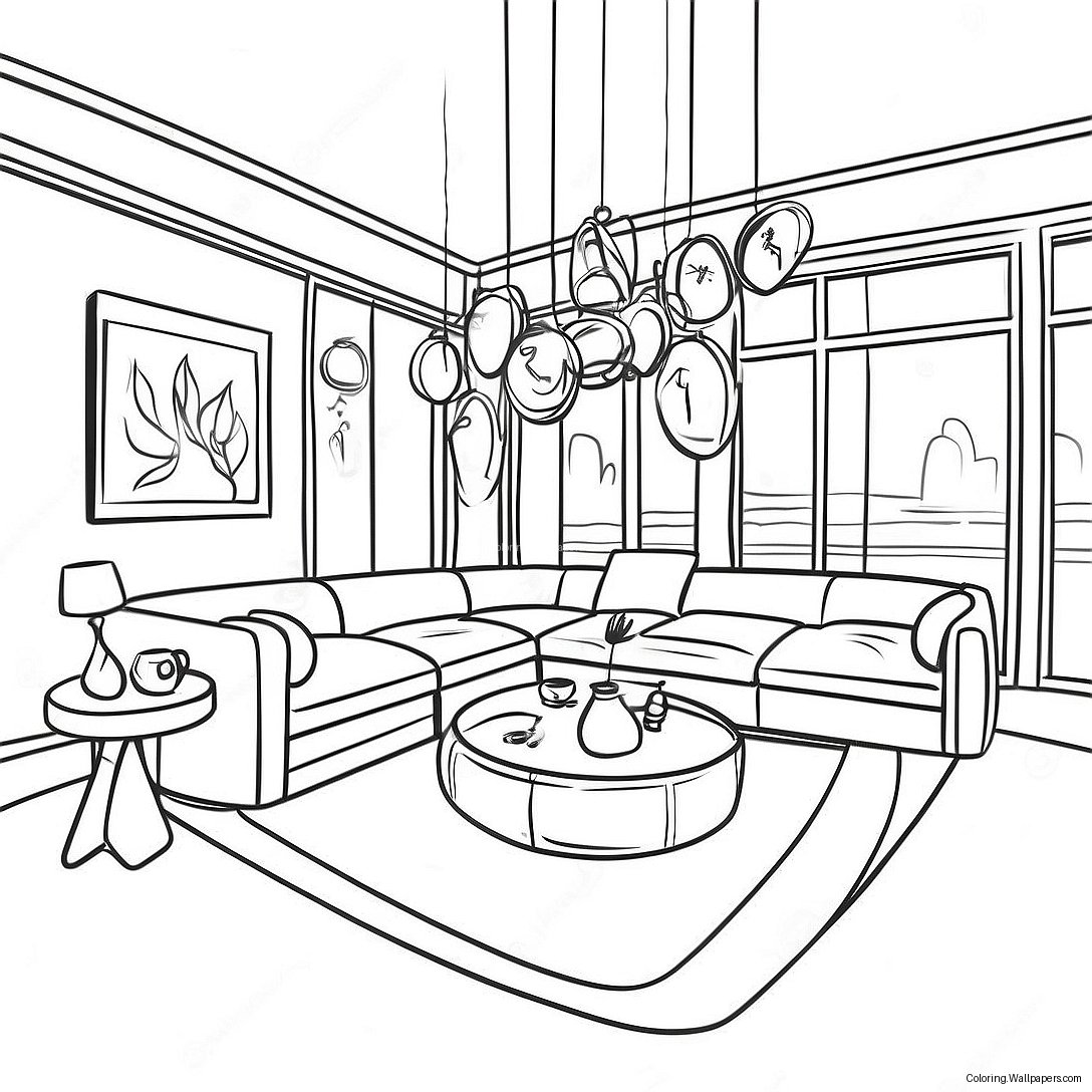 Modern Interior Design Living Room Coloring Page 39055