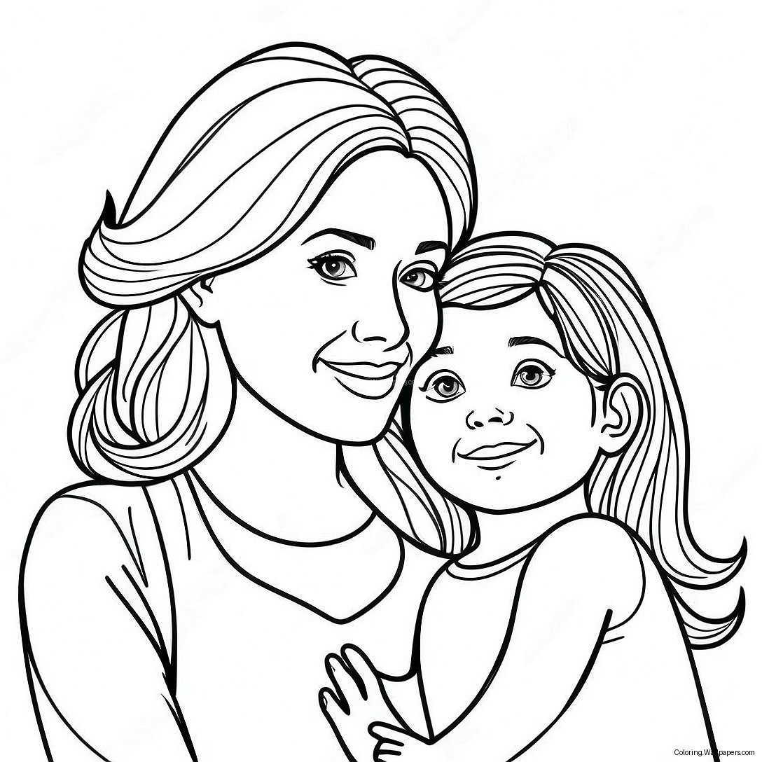 Mom And Daughter Coloring Page 5534