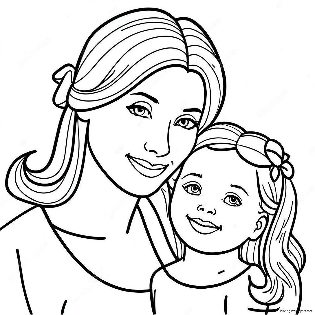 Mom And Daughter Coloring Page 5536