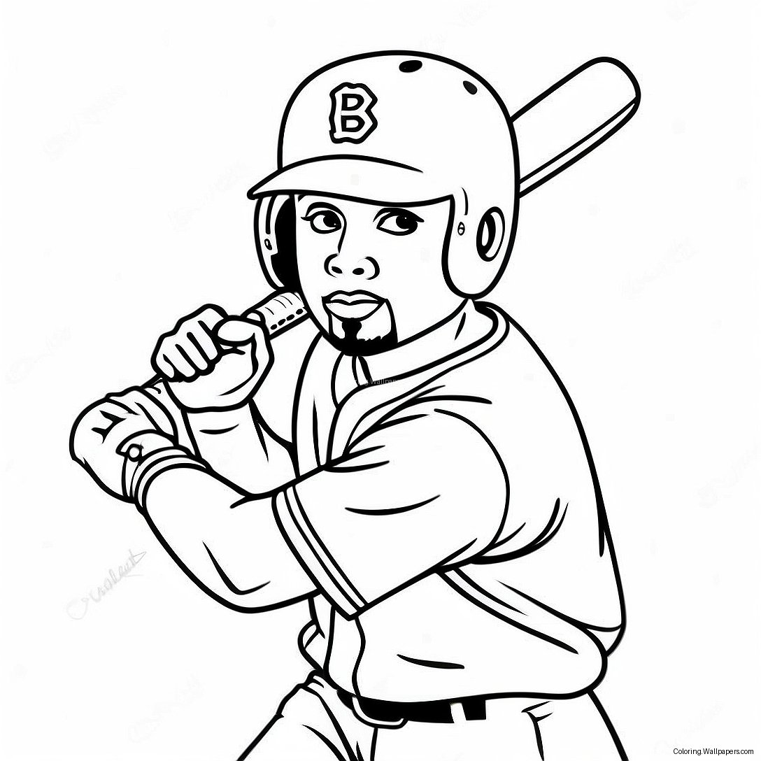 Mookie Betts Swinging Bat Coloring Page 54780