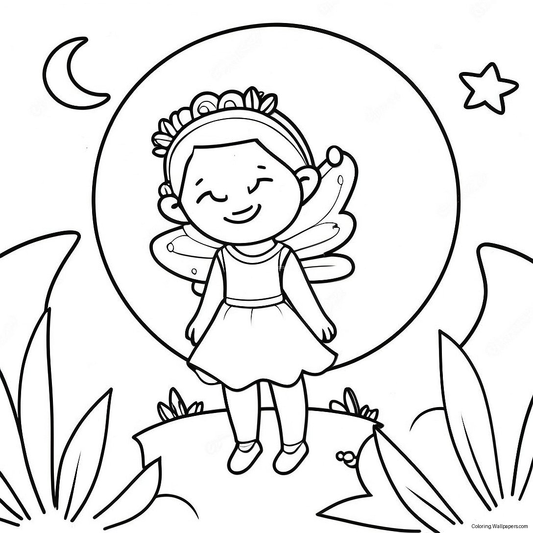 Moon Fairy Magical Garden Coloring Page 45401