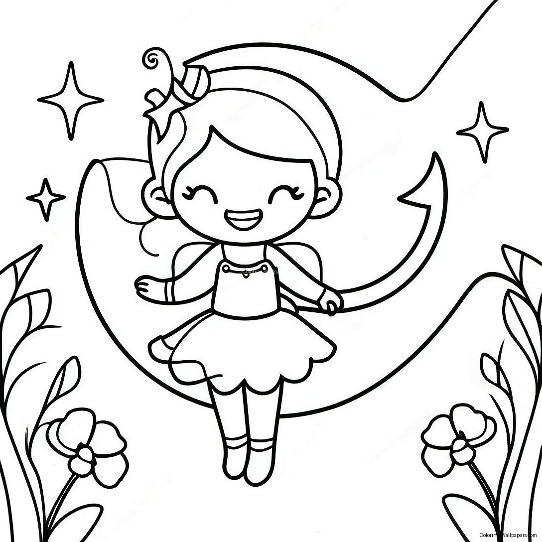 Moon Fairy Magical Garden Coloring Page 45404