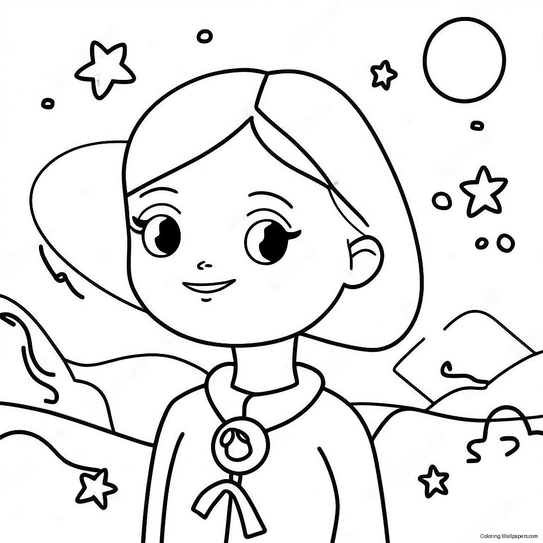 Página Para Colorear De Moon Girl Explorando El Cielo Nocturno 35309