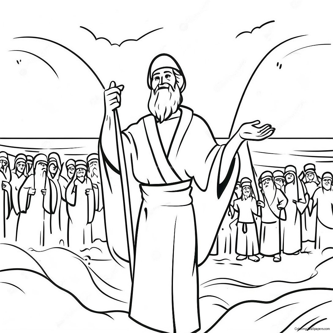 Moses Parting The Red Sea Coloring Page 28018