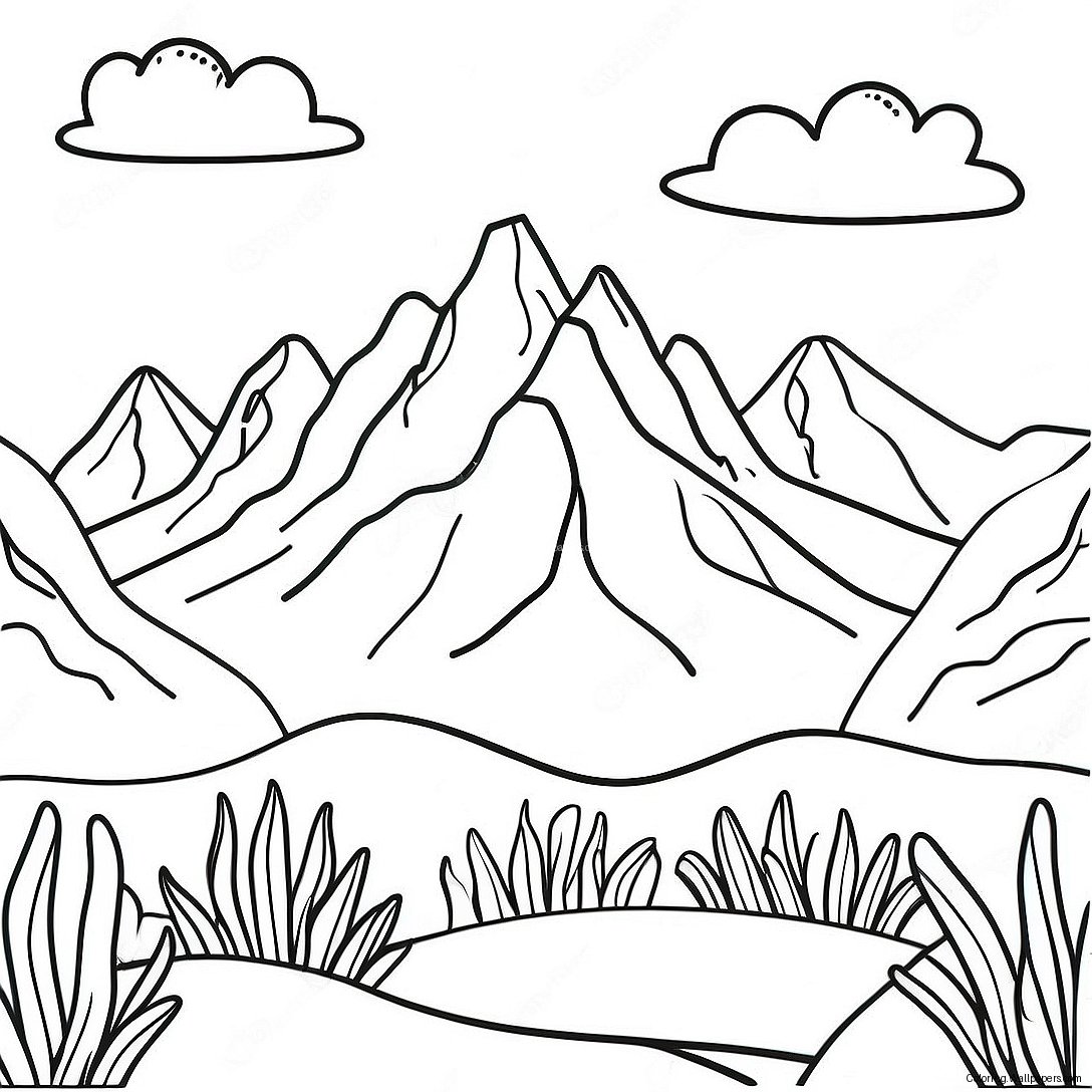 Página Para Colorear De Paisaje Montañoso 51603