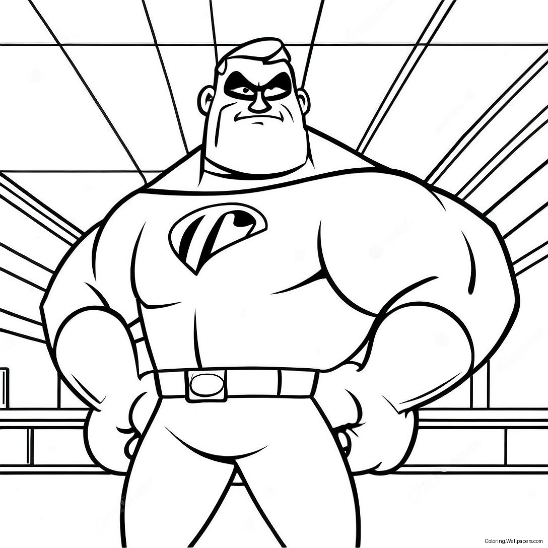 Mr. Incredible Flexing Muscles Coloring Page 24577