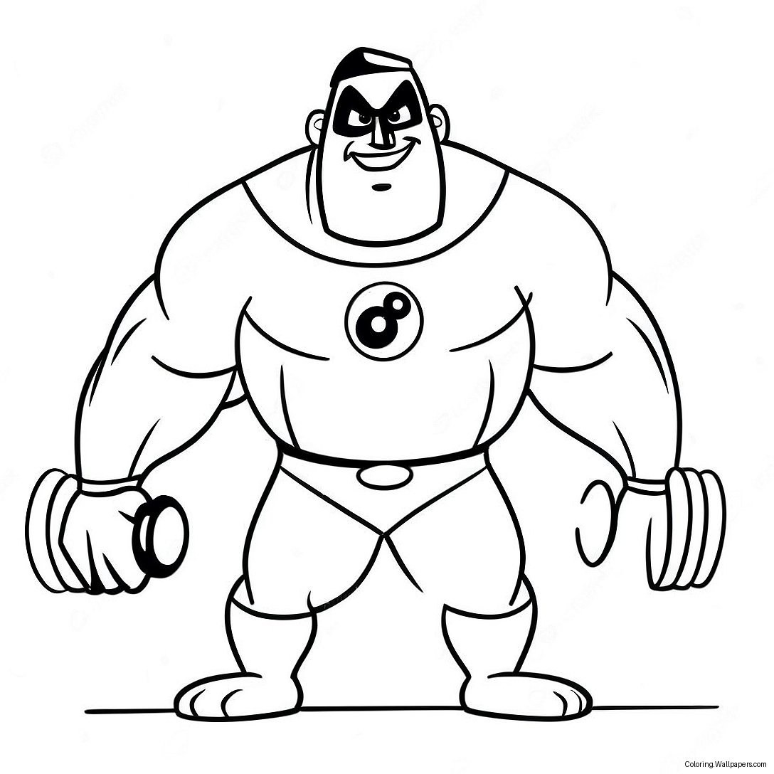 Mr. Incredible Lifting Weights Coloring Page 27607