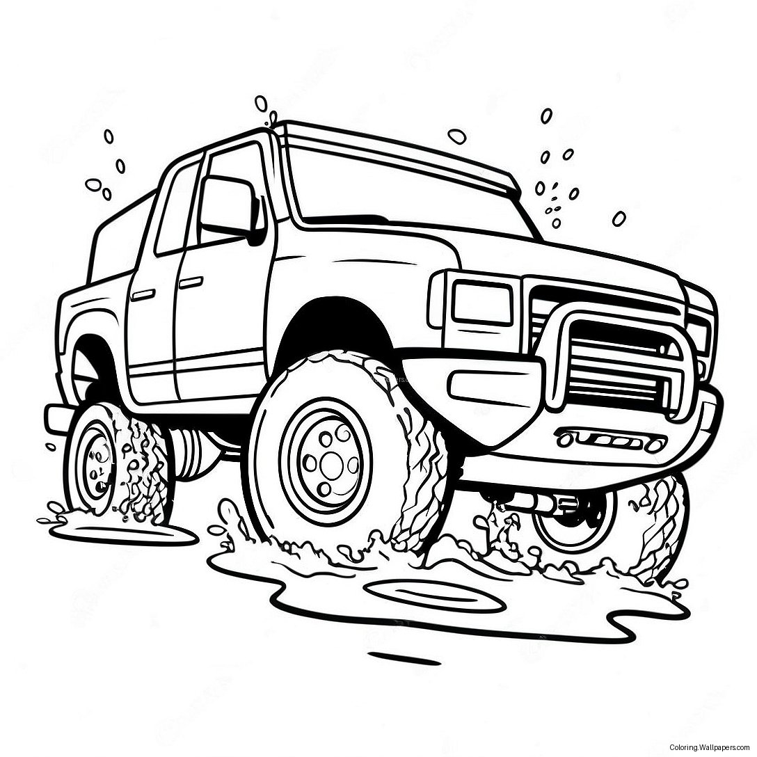 Mud Splashing Off Road Truck Coloring Page 36562