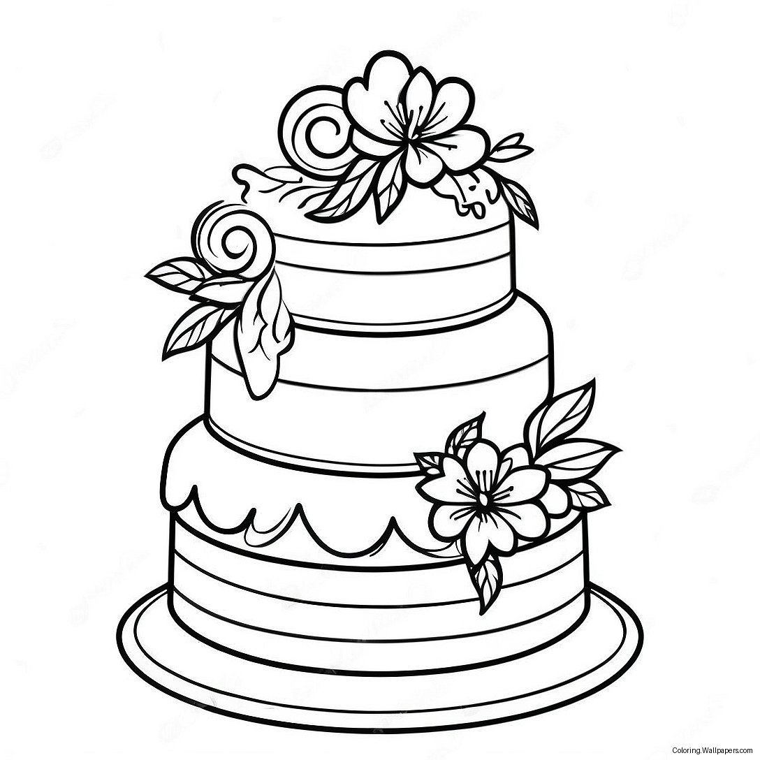 Multi-Tiered Wedding Cake Coloring Page 17789